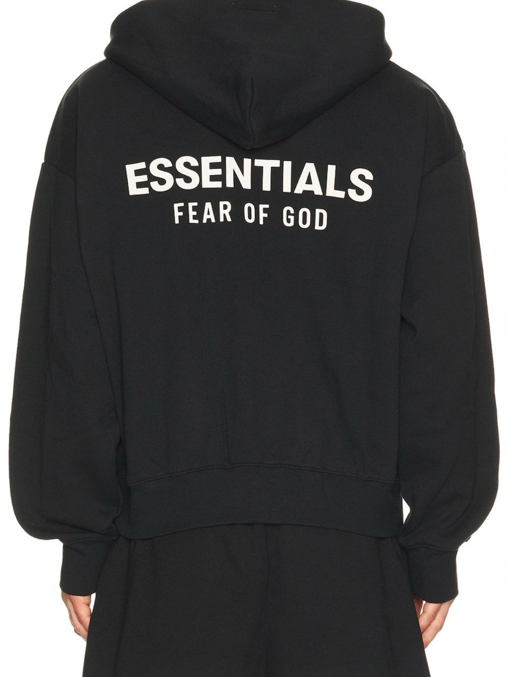 Fear of God ESSENTIALS Black Zip-Up Hoodie with Back Logo